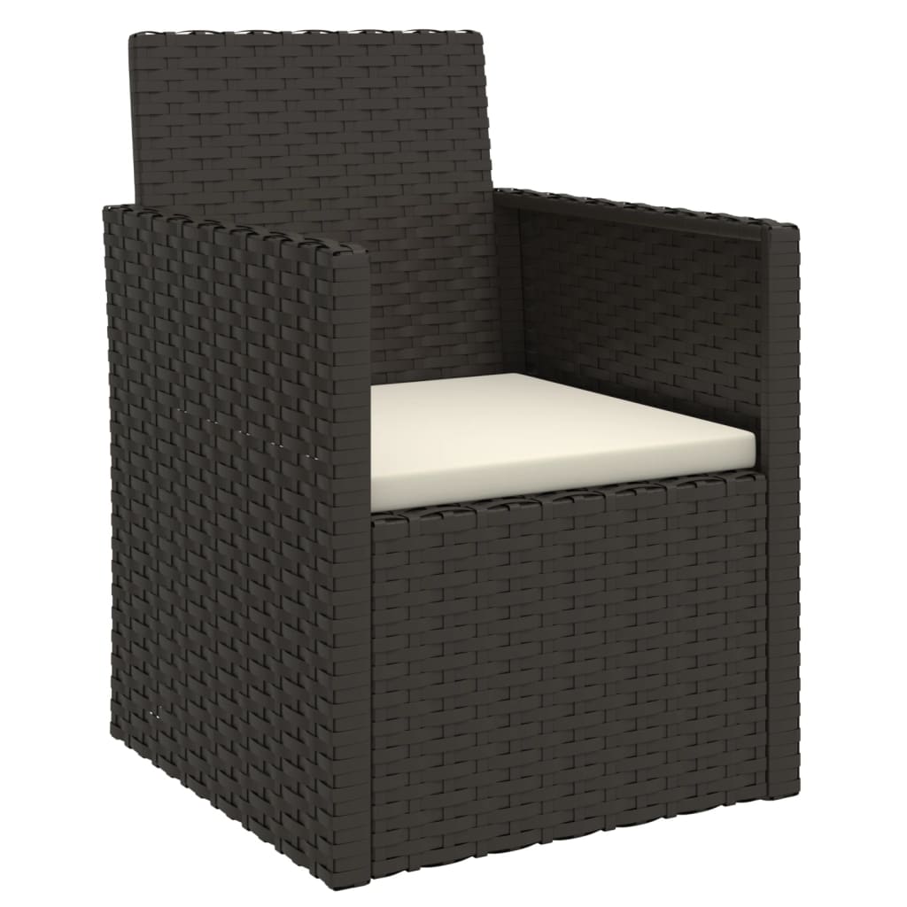 -Delige Loungeset Met Kussens Poly Rattan Zwart