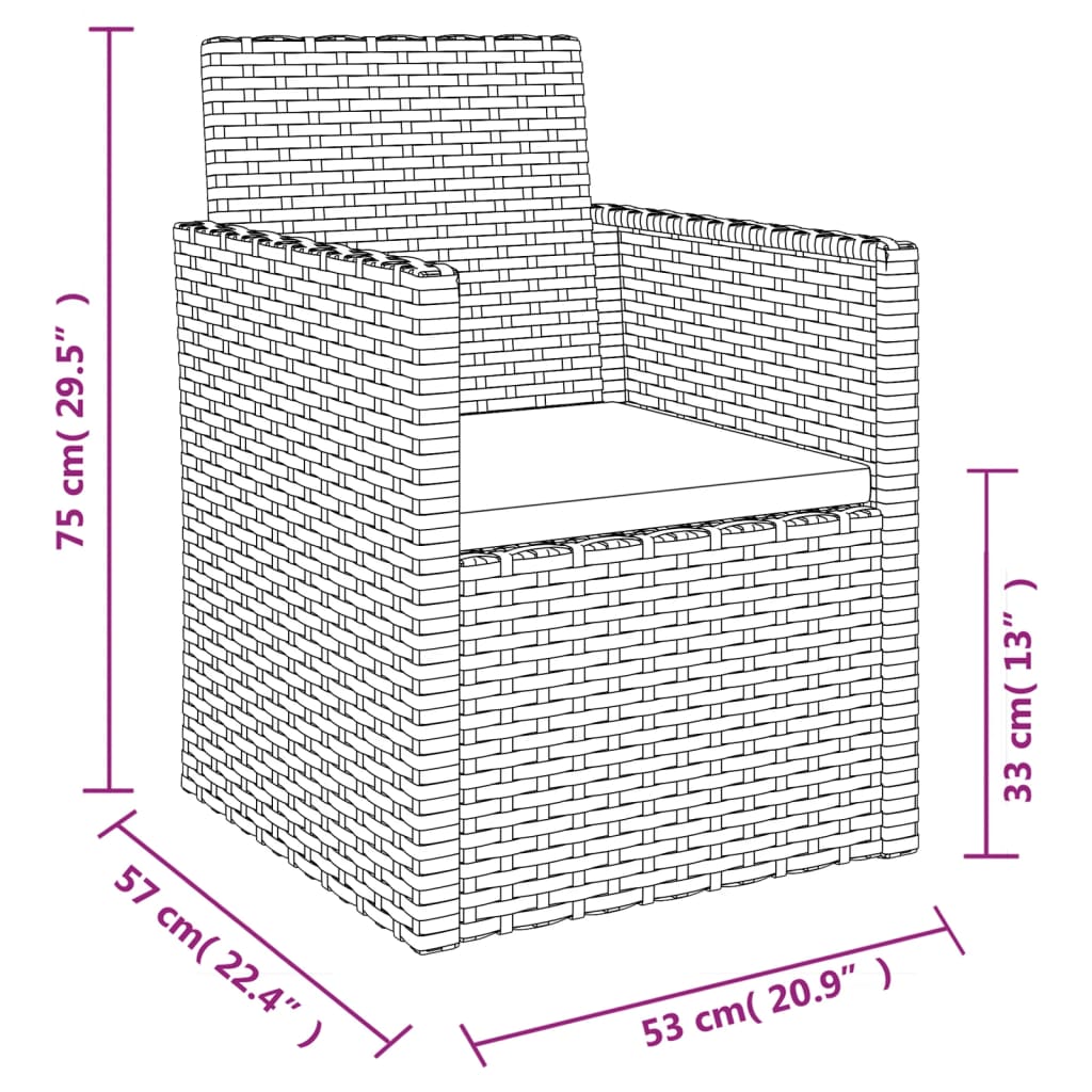 -Delige Loungeset Met Kussens Poly Rattan Zwart