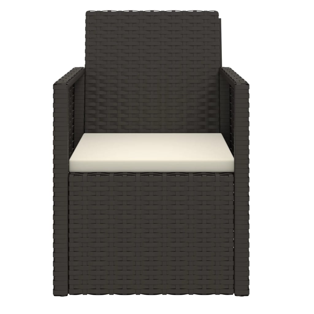 -Delige Loungeset Met Kussens Poly Rattan Zwart