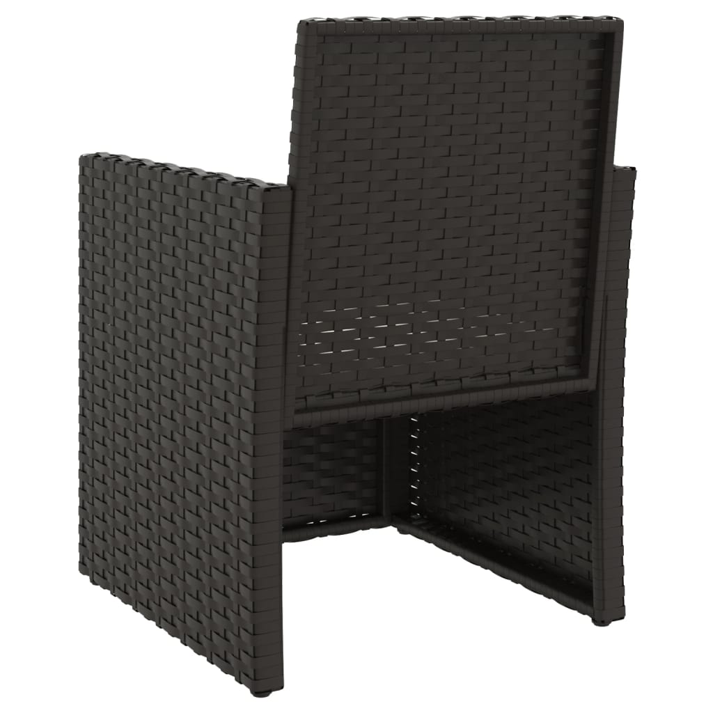 -Delige Loungeset Met Kussens Poly Rattan Zwart