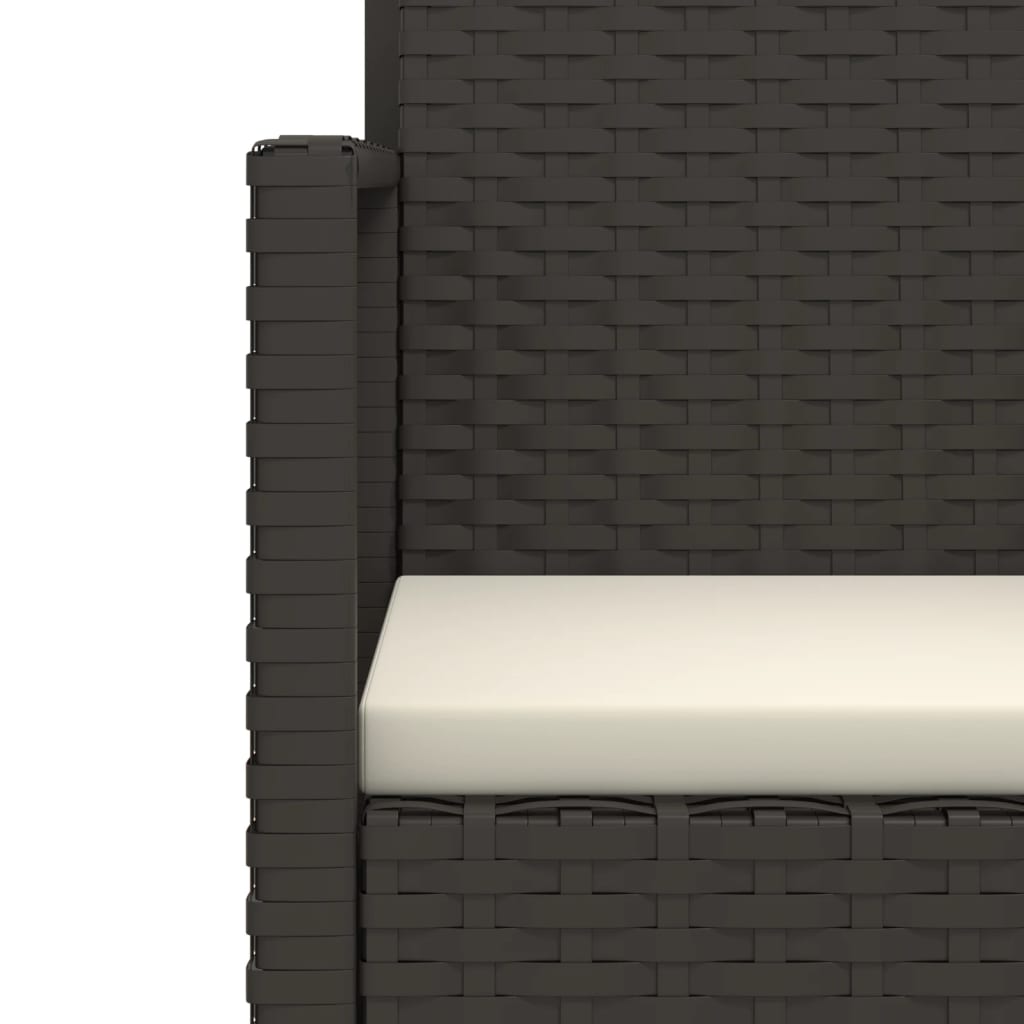 -Delige Loungeset Met Kussens Poly Rattan Zwart