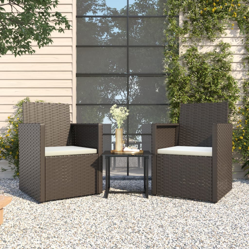 -Delige Loungeset Met Kussens Poly Rattan Zwart