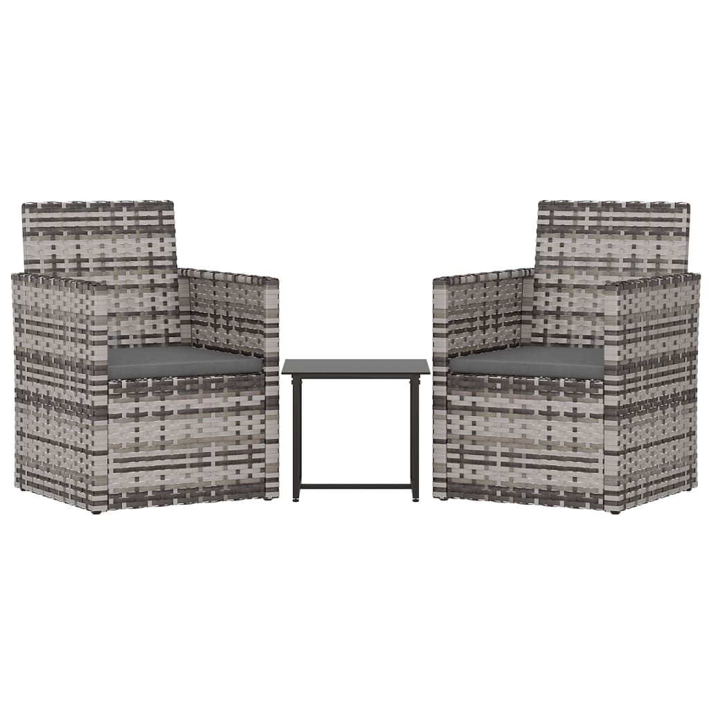 -Delige Loungeset Met Kussens Poly Rattan Grijs