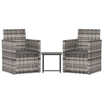 -Delige Loungeset Met Kussens Poly Rattan Grijs
