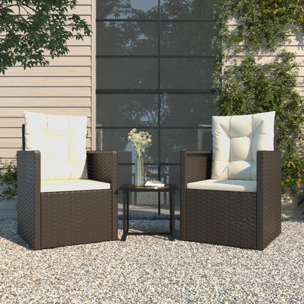 -Delige Loungeset Met Kussens Poly Rattan Zwart