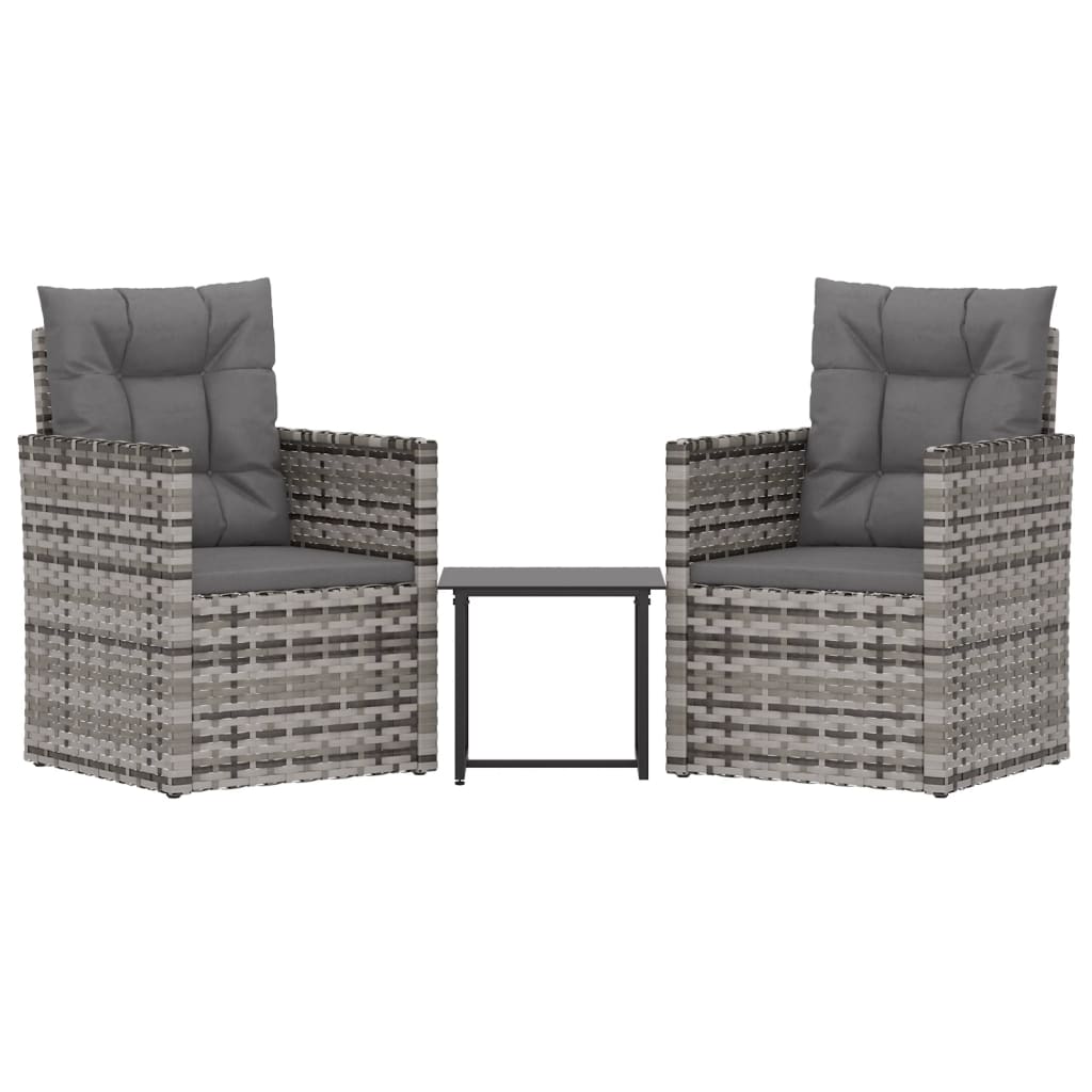 -Delige Loungeset Met Kussens Poly Rattan