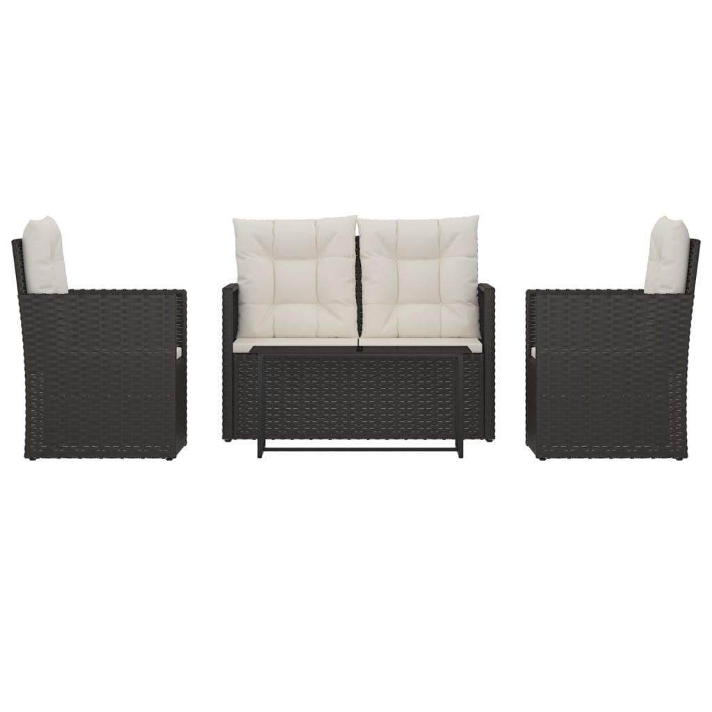 -Delige Loungeset Met Kussens Poly Rattan