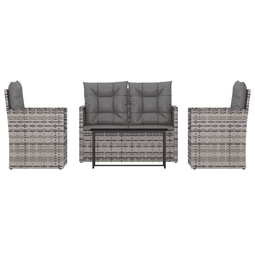 -Delige Loungeset Met Kussens Poly Rattan