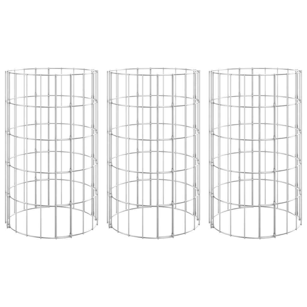 Gabion Plantenbakken 3 St Rond Verhoogd Ø30X50 Cm Staal