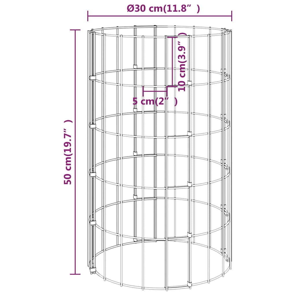 Gabion Plantenbakken 3 St Rond Verhoogd Ø30X50 Cm Staal