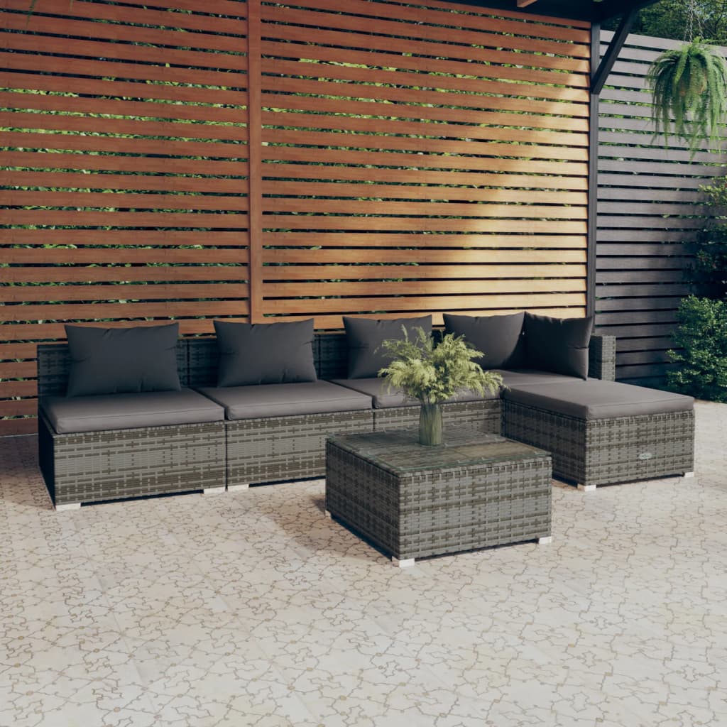 4-Delige Loungeset Met Kussens Poly Rattan Grijs En Antraciet