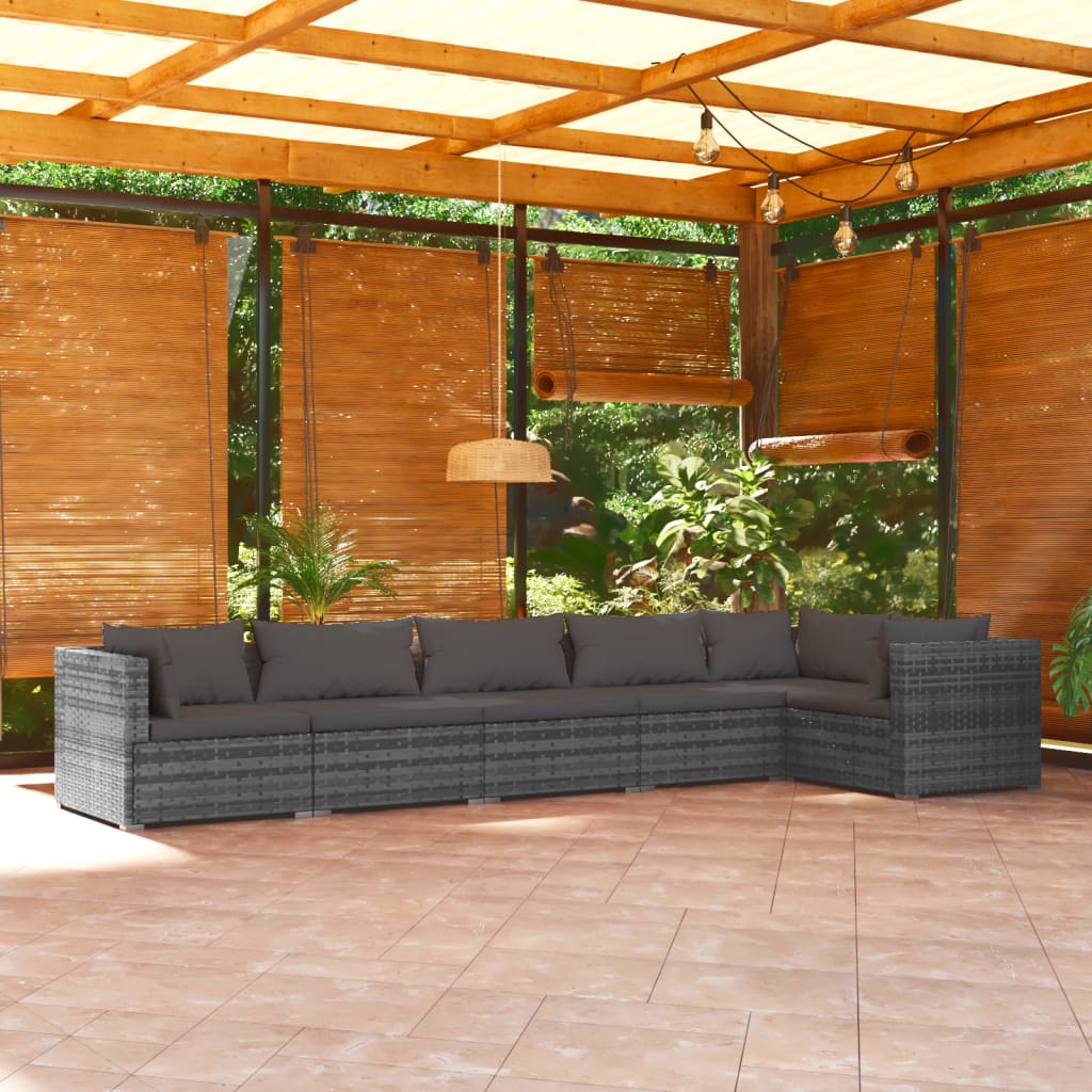 4-Delige Loungeset Met Kussens Poly Rattan Grijs En Antraciet