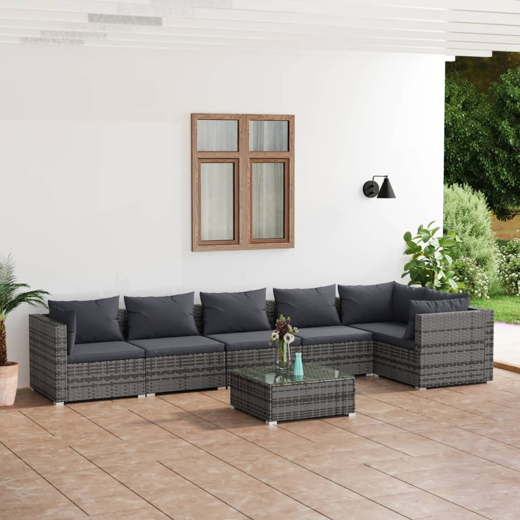 4-Delige Loungeset Met Kussens Poly Rattan Grijs En Antraciet