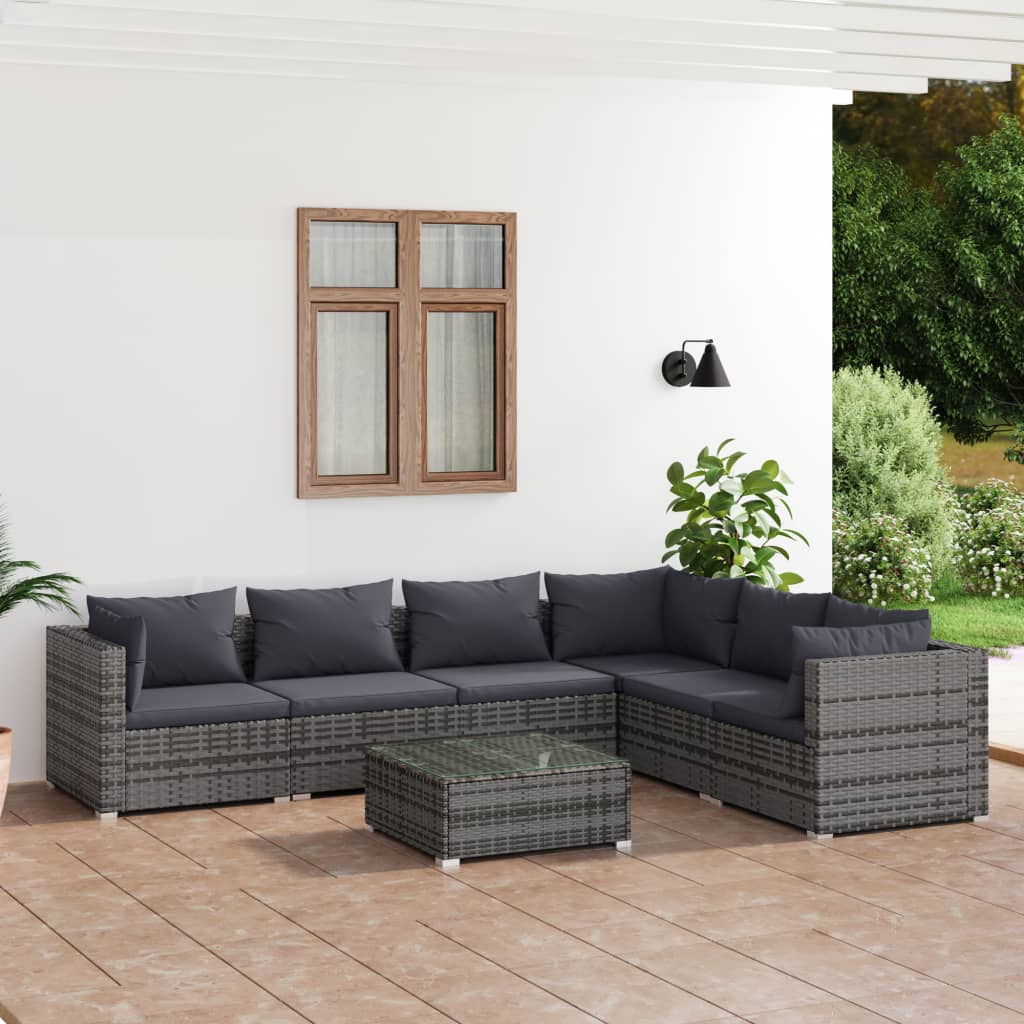 4-Delige Loungeset Met Kussens Poly Rattan Grijs En Antraciet