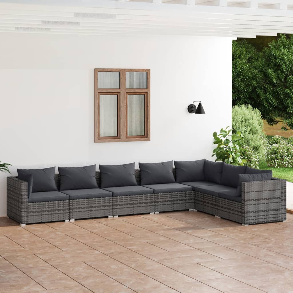 4-Delige Loungeset Met Kussens Poly Rattan Grijs En Antraciet