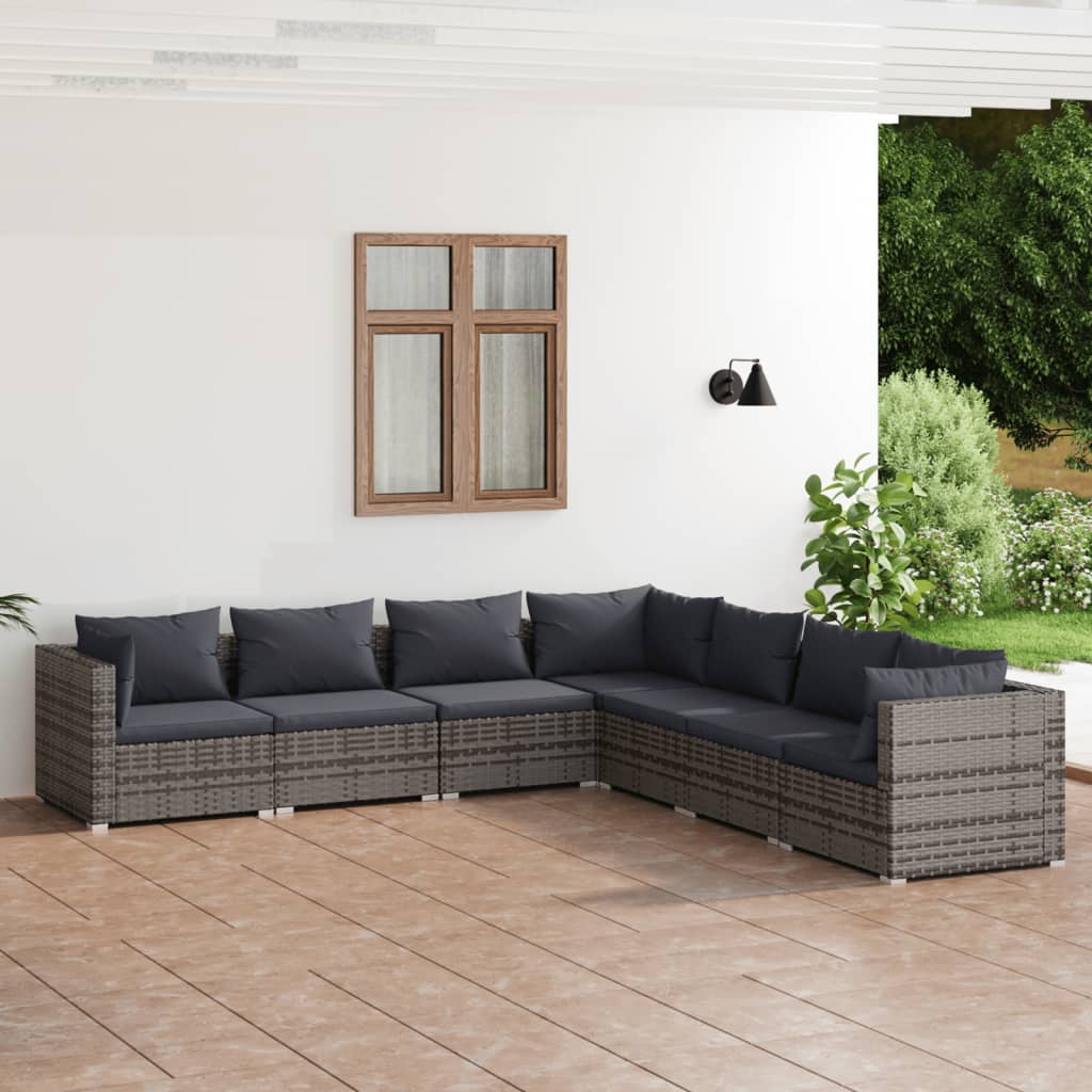 4-Delige Loungeset Met Kussens Poly Rattan Grijs En Antraciet