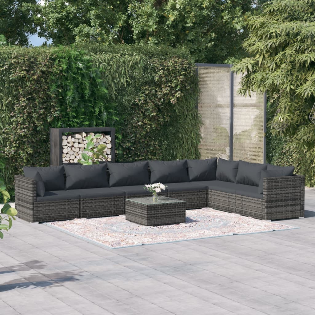 4-Delige Loungeset Met Kussens Poly Rattan Grijs En Antraciet