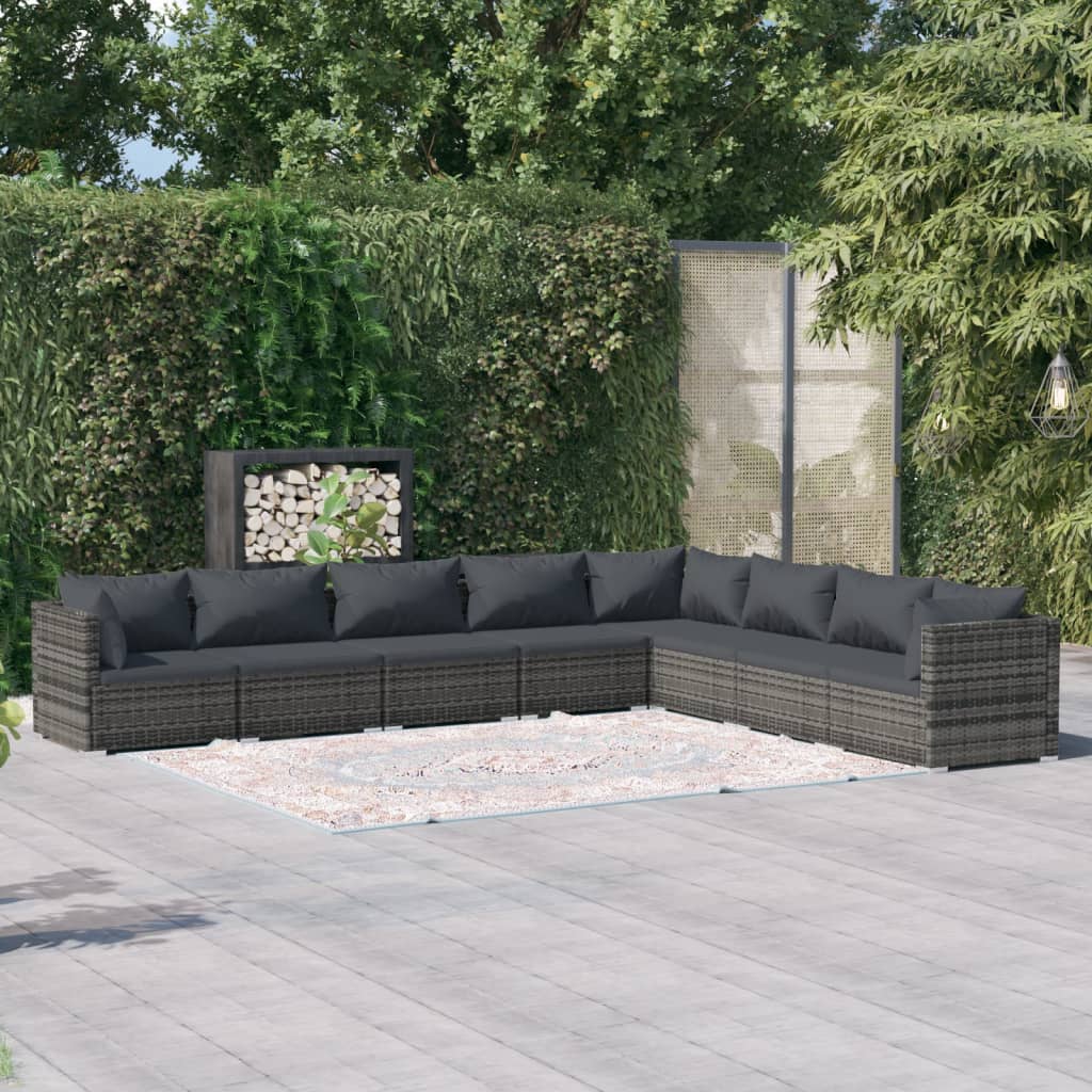 4-Delige Loungeset Met Kussens Poly Rattan Grijs En Antraciet