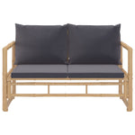 2-Delige Loungeset Met Kussens Bamboe Donkergrijs