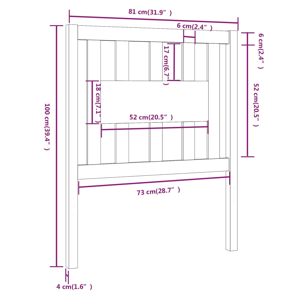 Hoofdbord 81X4X100 Cm Massief Grenenhout