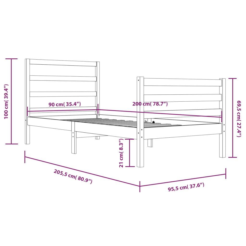 Bedframe Massief Grenenhout