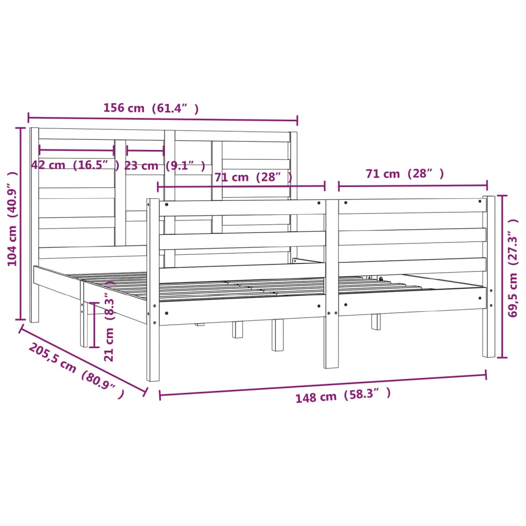 Bedframe Massief Hout