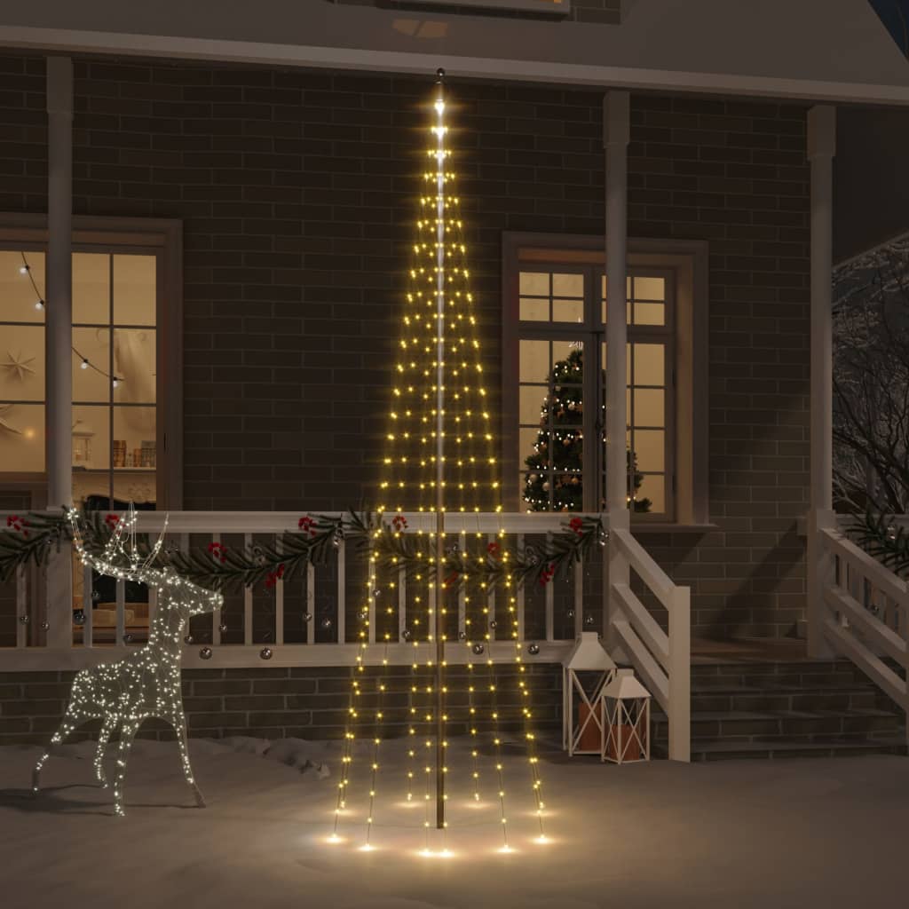 Vlaggenmast Kerstboom 732 Led's Meerkleurig 500 Cm