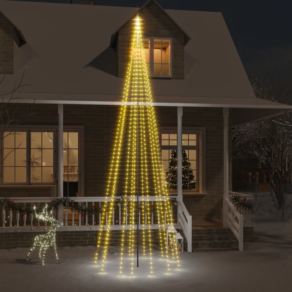 Vlaggenmast Kerstboom 732 Led's Meerkleurig 500 Cm