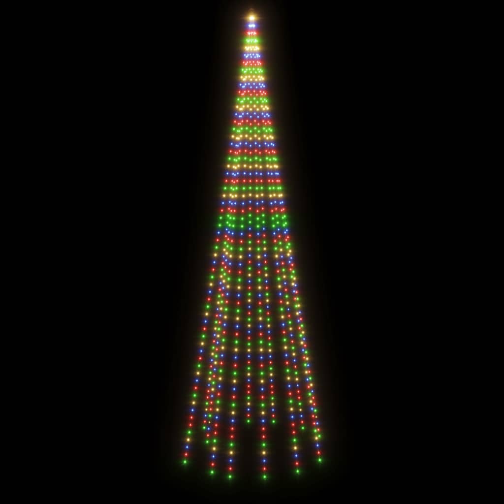 Vlaggenmast Kerstboom 732 Led's Meerkleurig 500 Cm