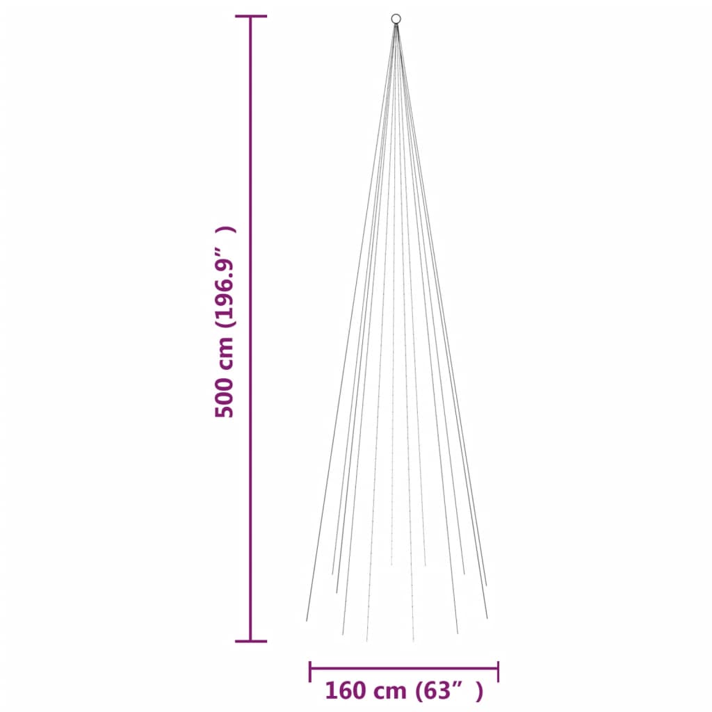 Vlaggenmast Kerstboom 732 Led's Meerkleurig 500 Cm