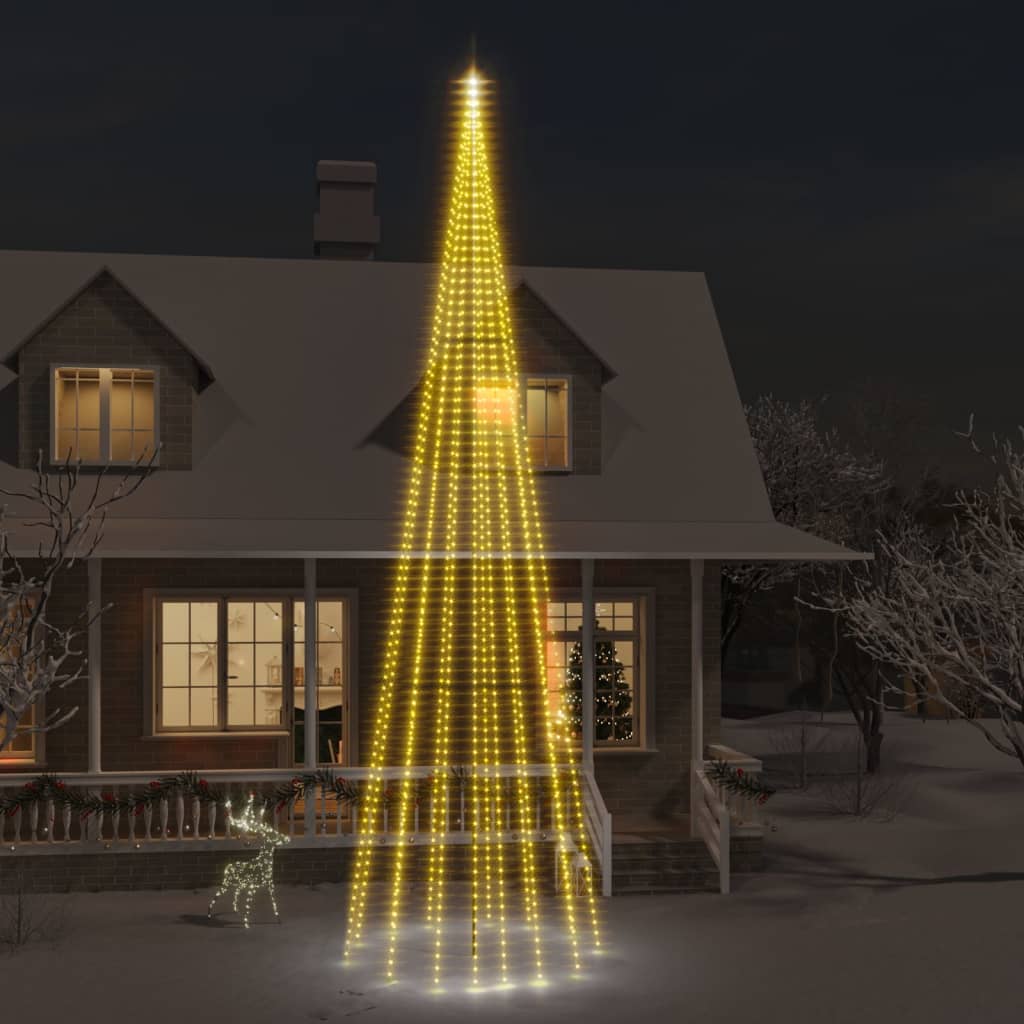 Vlaggenmast Kerstboom 732 Led's Meerkleurig 500 Cm