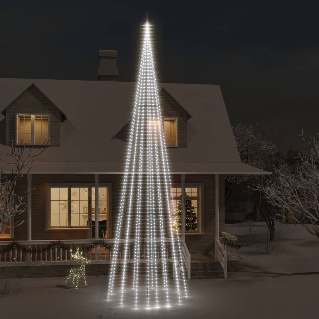 Vlaggenmast Kerstboom 732 Led's Meerkleurig 500 Cm