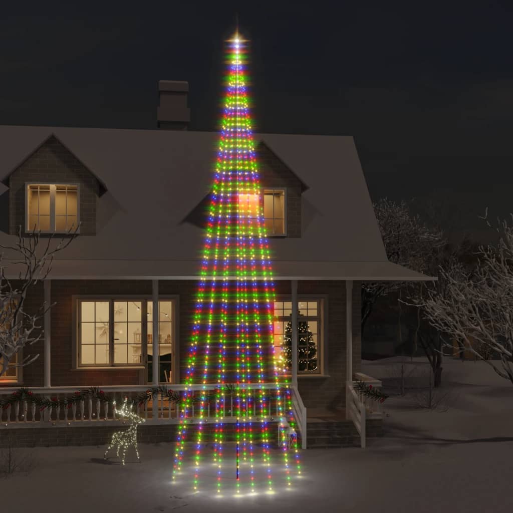 Vlaggenmast Kerstboom 732 Led's Meerkleurig 500 Cm