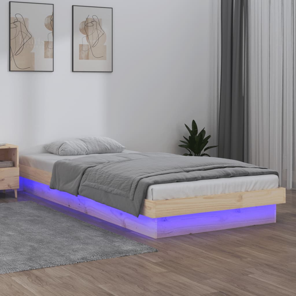 Bedframe Led Massief Hout