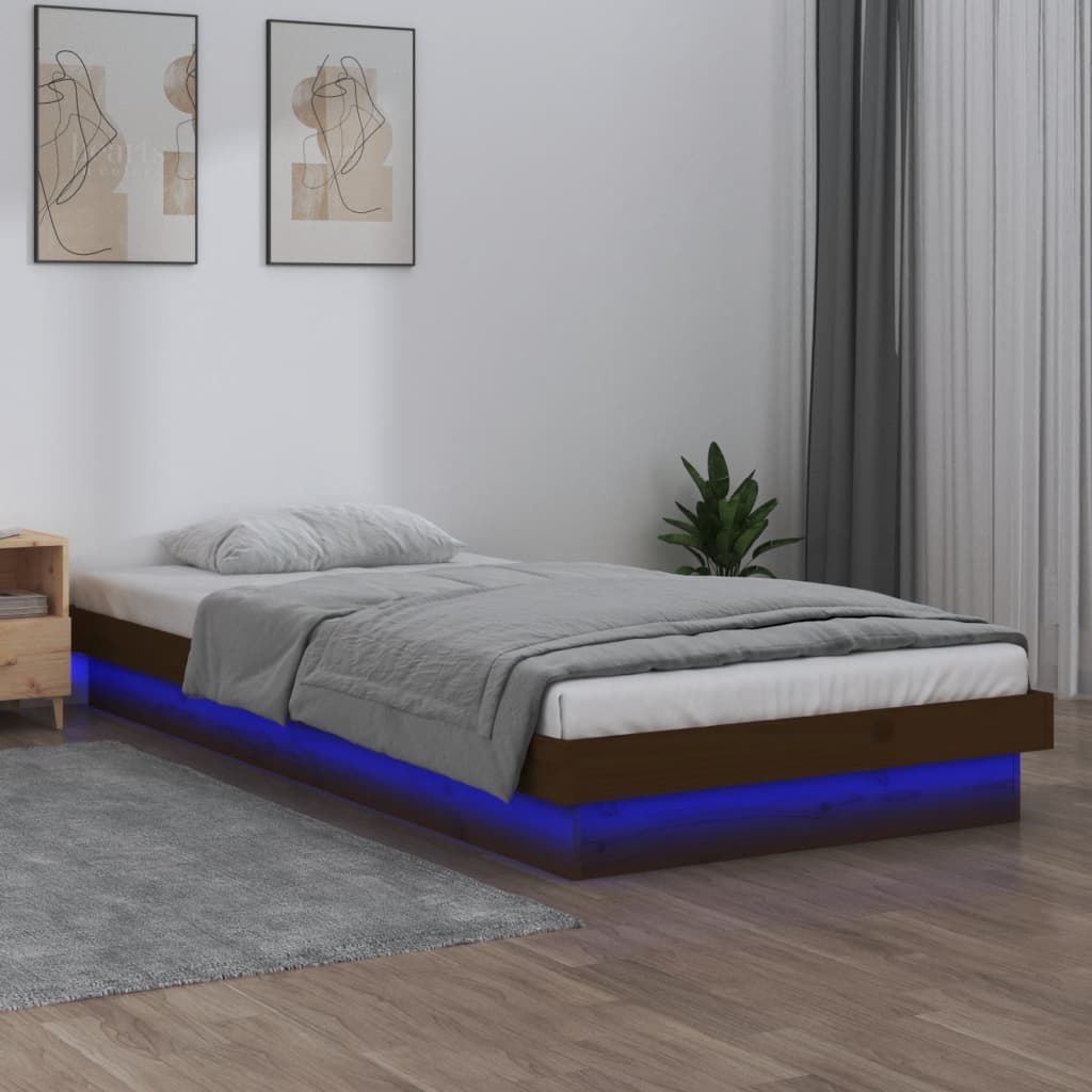 Bedframe Led Massief Hout