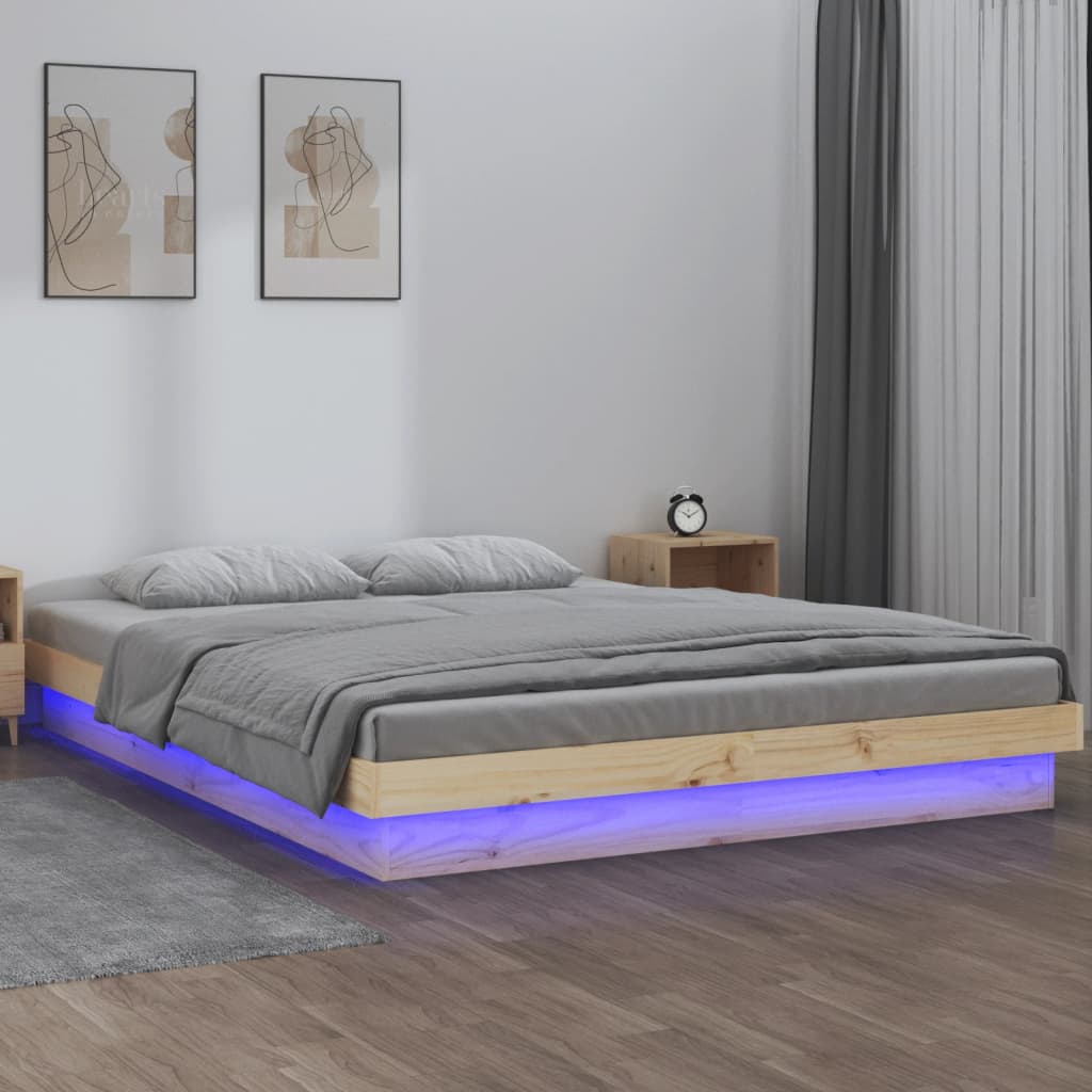 Bedframe Led Massief Hout