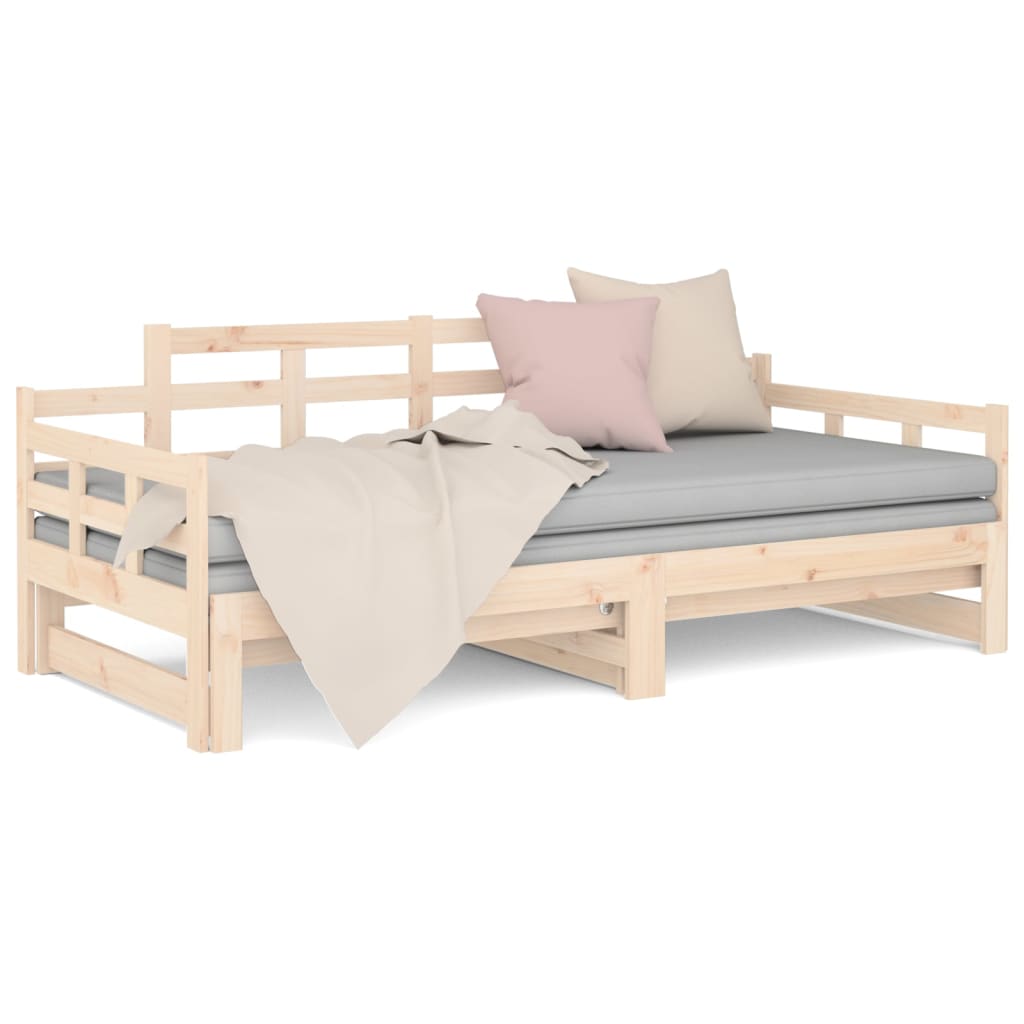 Slaapbank Uitschuifbaar Massief Grenenhout 2X(90X200) Cm