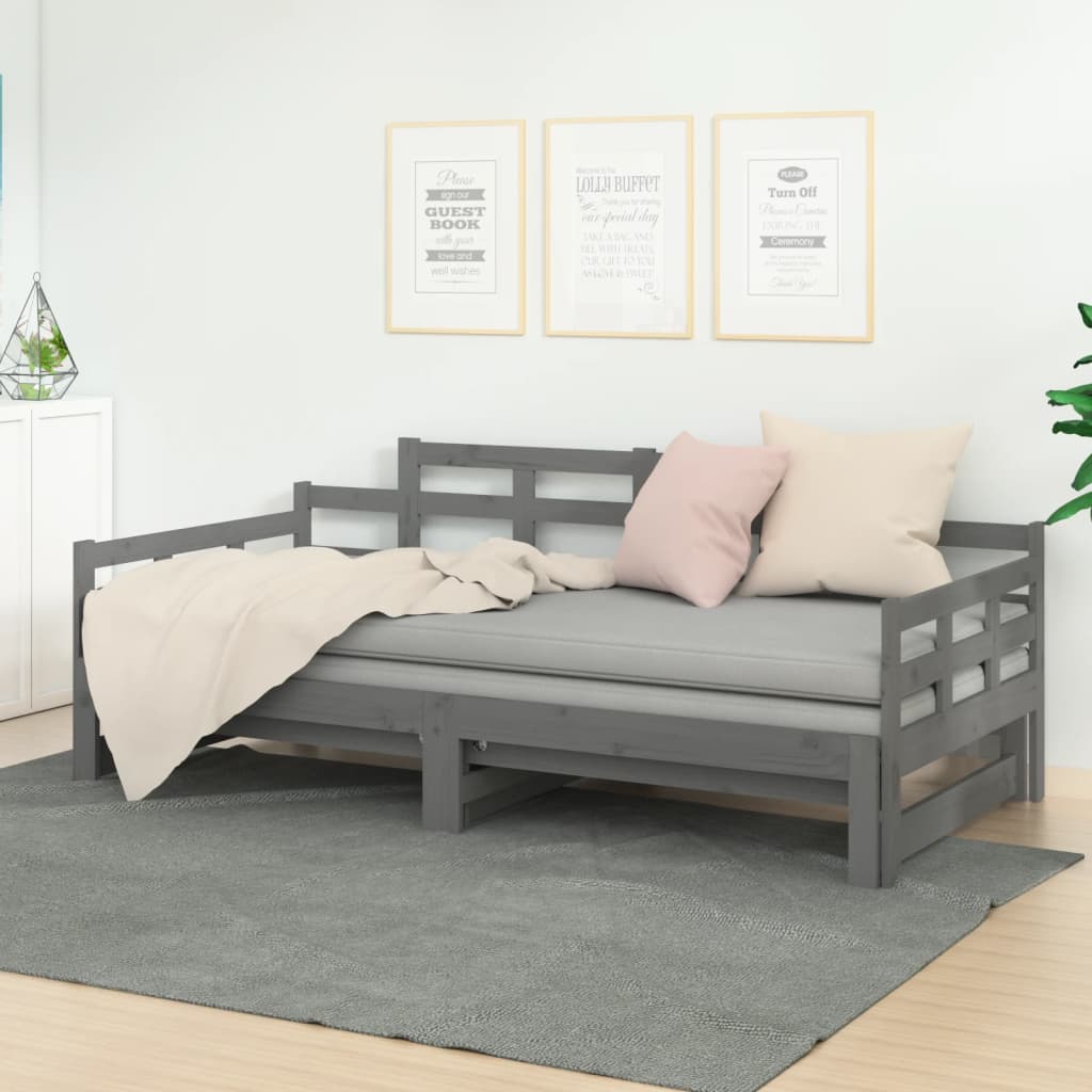 Slaapbank Uitschuifbaar Massief Grenenhout 2X(90X200) Cm