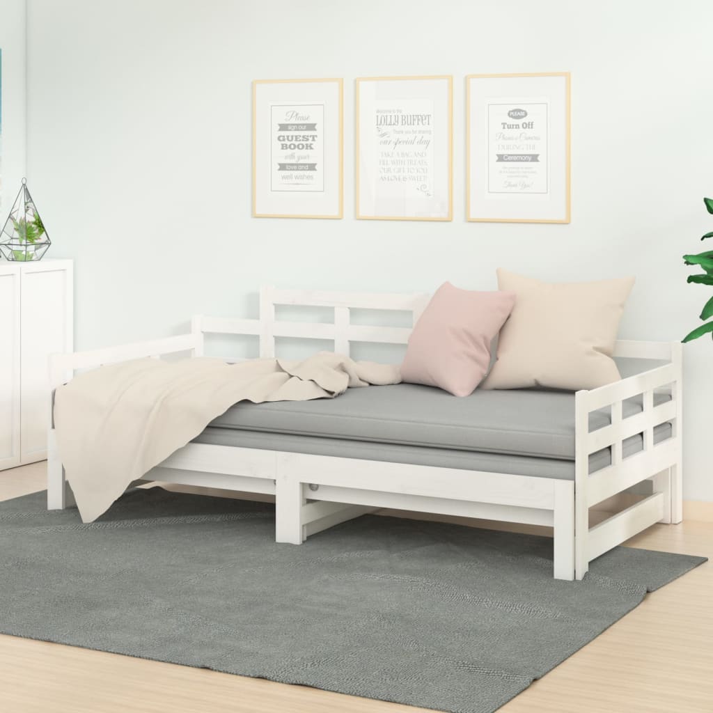 Slaapbank Uitschuifbaar Massief Grenenhout 2X(90X200) Cm