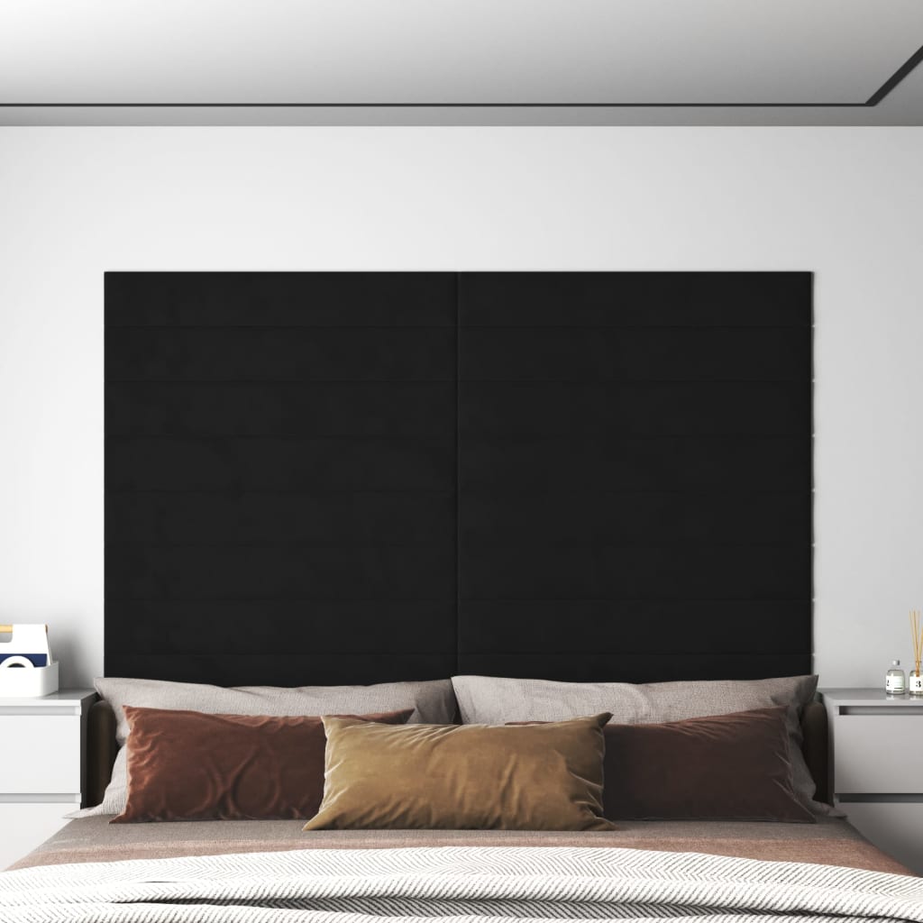 Wandpanelen 1,08 M² Fluweel Zwart