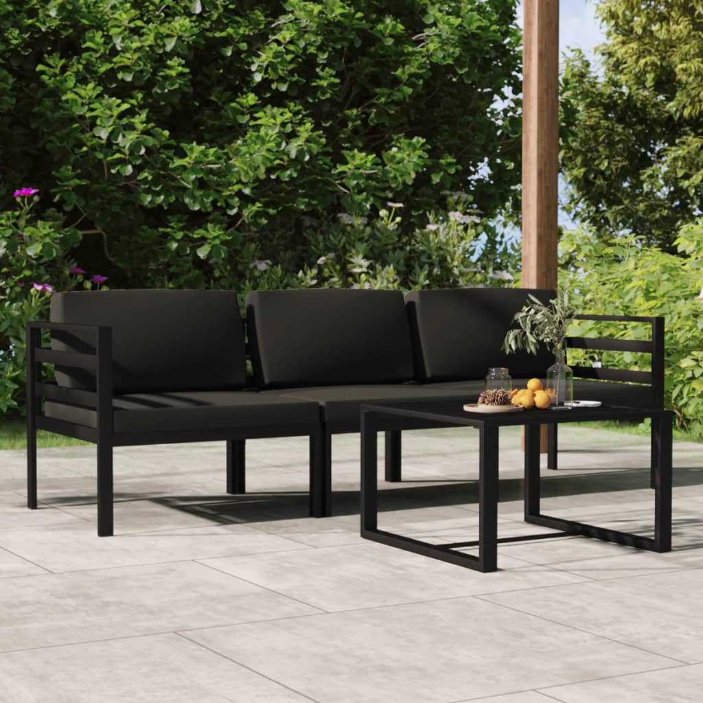 2-Delige Loungeset Met Kussens Aluminium Antraciet