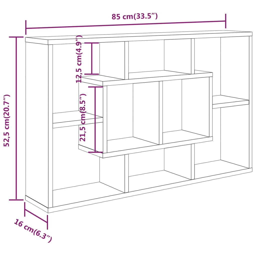 Wandschap 85X16X52,5 Cm Bewerkt Hout