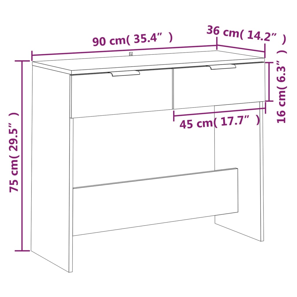 Wandtafel 90X36X75 Cm Bewerkt Hout