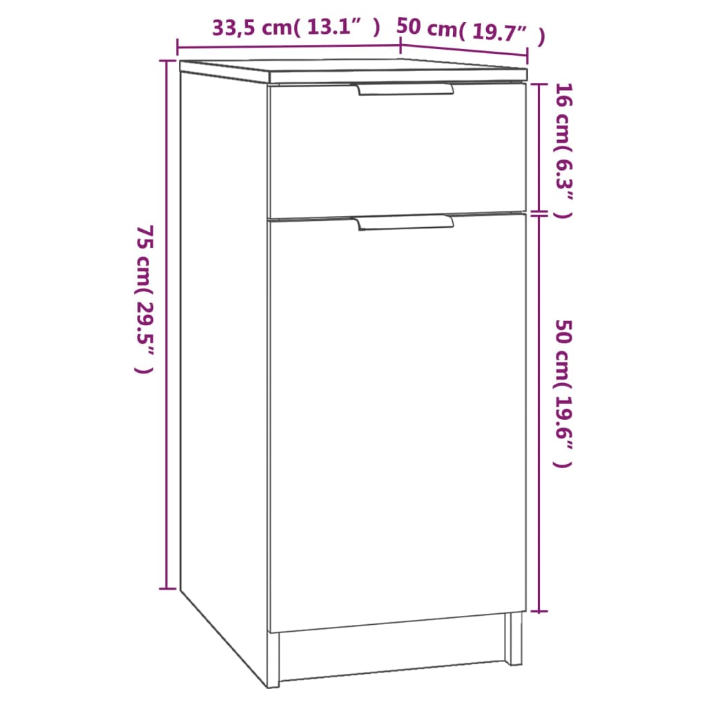 Bureaukast 33,5X50X75 Cm Bewerkt Hout