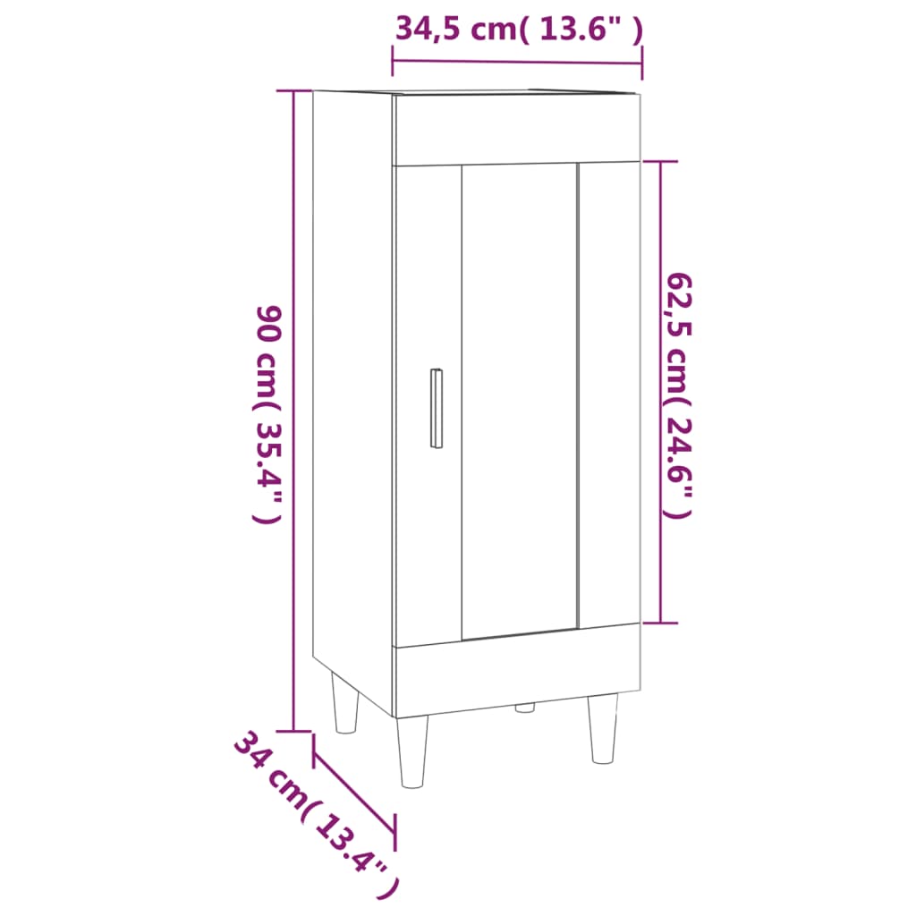 Dressoir 34,5X34X90 Cm Bewerkt Hout