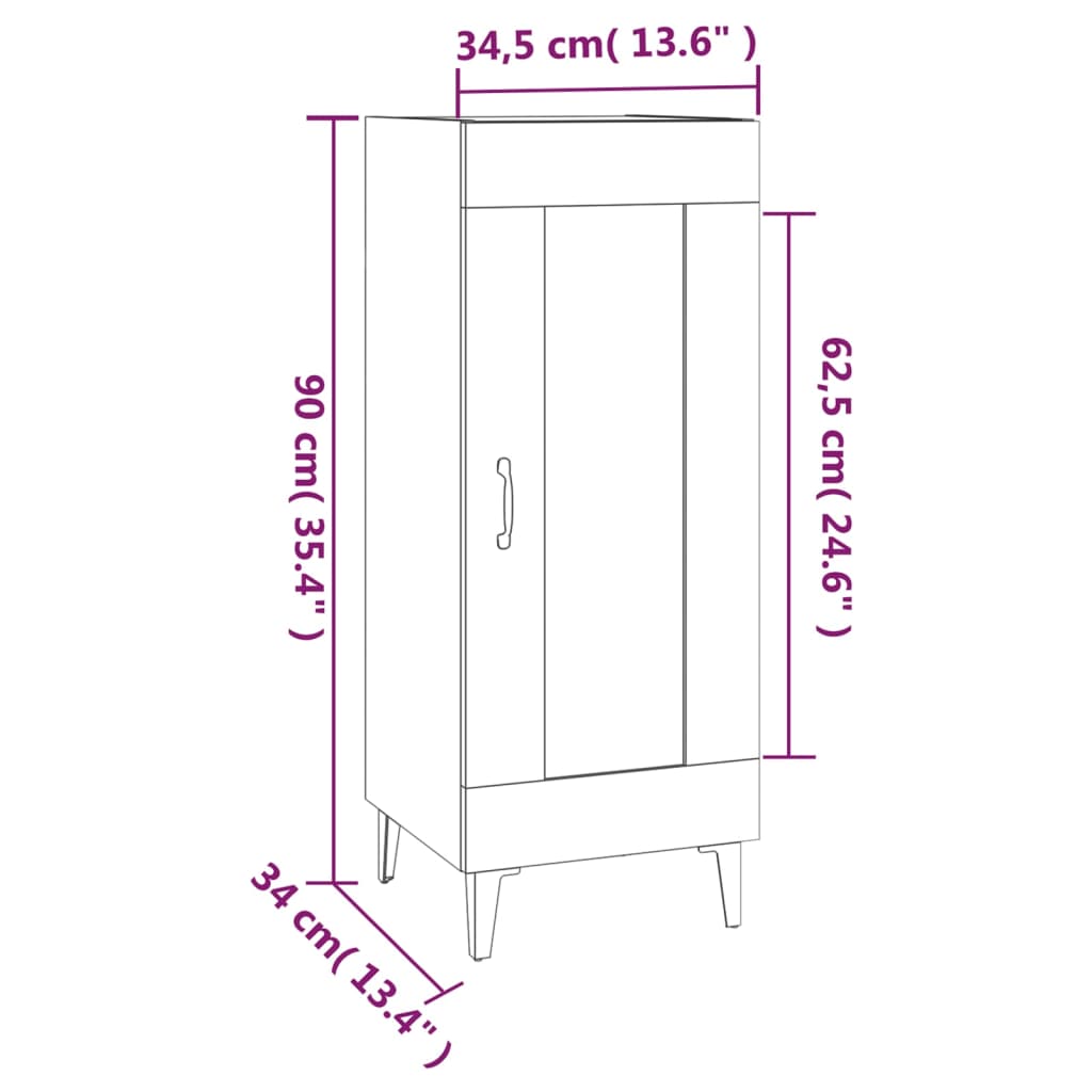 Dressoir 34,5X34X90 Cm Bewerkt Hout