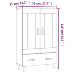 Hoge Kast 70X31X115 Cm Bewerkt Hout