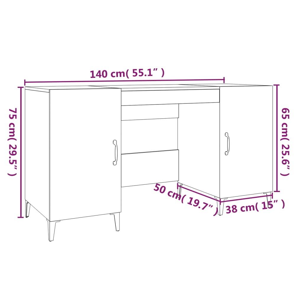 Bureau 140X50X75 Cm Bewerkt Hout