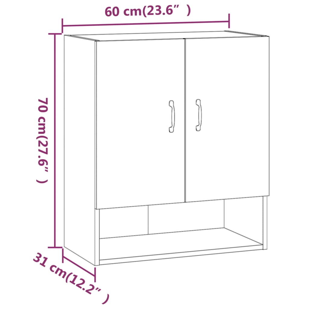 Wandkast 60X31X70 Cm Bewerkt Hout