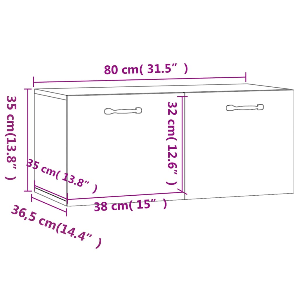 Wandkast 80X36,5X35 Cm Bewerkt Hout